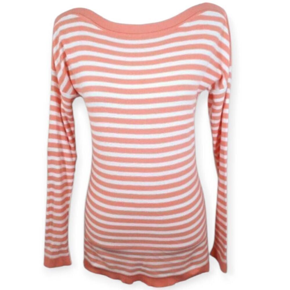 GAP PEACH & WHITE STRIPE SWEATER SZ.XS EUC